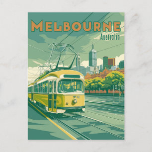 Cartão Postal Lembrança de Melbourne   Bonde de Melbourne Antigo