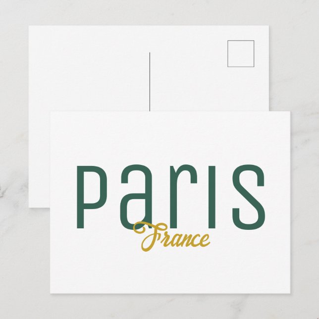 Cartão Postal Lembrança de Paris, França (Frente/Verso)