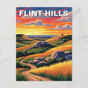 Cartão Postal Lembrança de Viagem das Flint Hills do Kansas