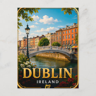 Cartão Postal 📍 Lembrança de Viagem de Dublin Irlanda Para Viag