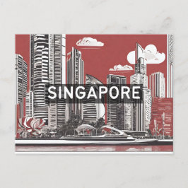 Cartão Postal Lembrança de Viagem Férias em Singapura