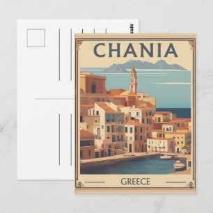 Cartão Postal Lembranças da cidade vintage de Chania Creta Gréci