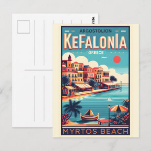 Cartão Postal lembranças de viagem kefalonia grécia vintage