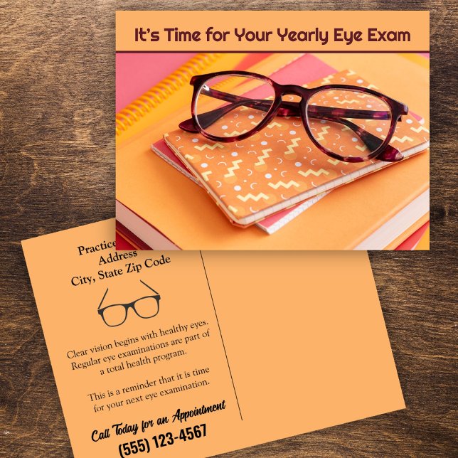 Cartão Postal Lembrete de Consulta com o Optometrista (Criador carregado)