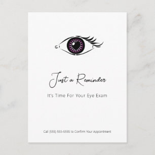 Cartão Postal Lembrete de Exame de Vista Purple Eye