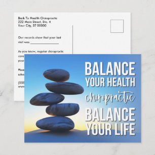 Cartão Postal Lembrete de Quiropraxia para Equilibrar sua Saúde 