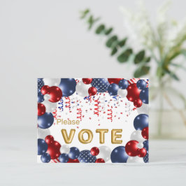 Cartão Postal Lembrete de Votação da Celebração Estrelada e List