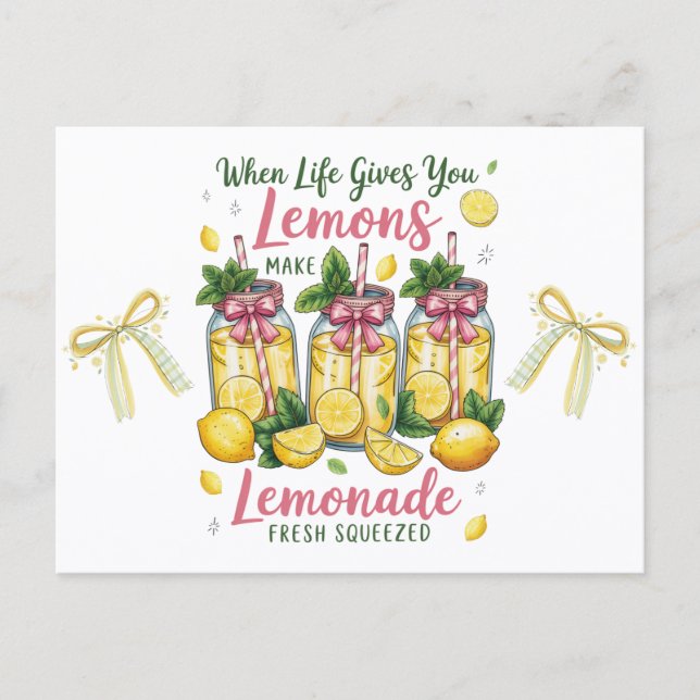 Cartão Postal Lemmon Quotes Lemon Juice Watercolor (Frente)