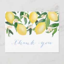 Cartão Postal Lemons Watercolor Chá Obrigado