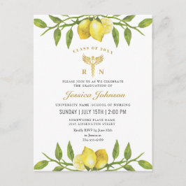 Cartão Postal Lemons Wreath Nursing School Invitation