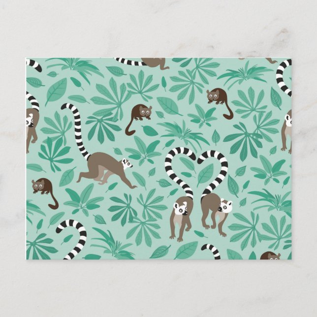 Cartão Postal Lemur love mint leaves (Frente)