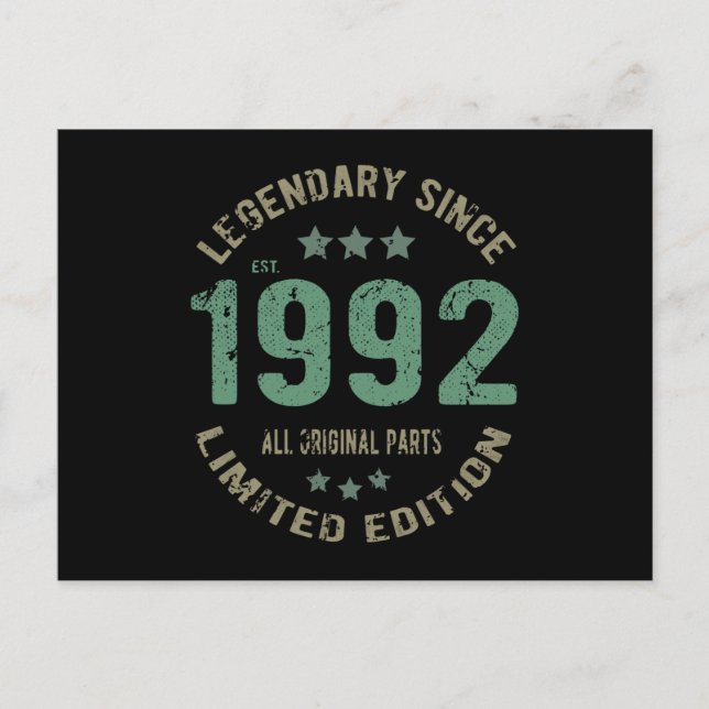 Cartão Postal Lenda de 33 Anos de Idade Aniversário Presente de  (Frente)