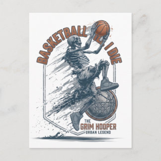 Cartão Postal Lenda Urbana de Basquete do Esqueleto Grim Hooper