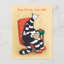 Cartão Postal Lendo o Lover do Livro de Gatos