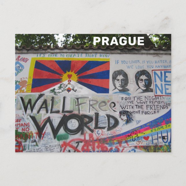 Cartão Postal Lennon Wall Praga República Checa Viagem (Frente)