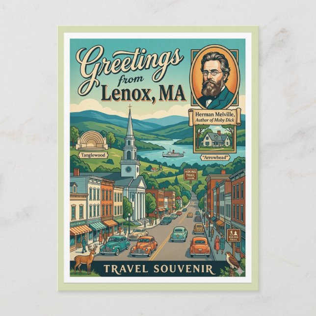 Cartão Postal Lenox MA Arrowhead Berkshires (Frente)