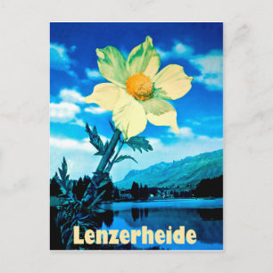 Cartão Postal Lenzerheide, Suiça, flor de verão no lago