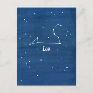 Cartão Postal Leo Constulation Stars Indigo Blue