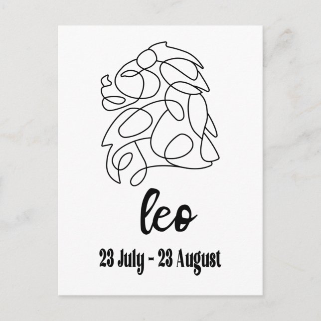 Cartão Postal Leo, Sinal Zodiac (Frente)
