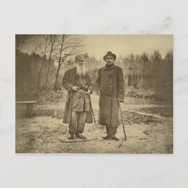 Cartão Postal Leo Tolstoy e o autor Maxim Gorky (Frente)