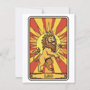 Cartão Postal Leo Zodiac Ilustração Estilo Tarot