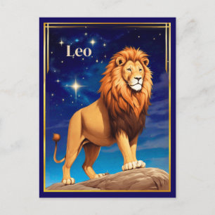 Cartão Postal Leo Zodiac - Sinal debaixo de um céu estrelado