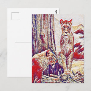 Cartão Postal Leoa pelas montanhas
