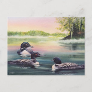 Cartão Postal Leões da América do Norte sobre Arte de Aquarela