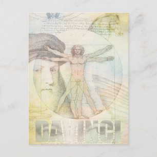 Cartão Postal Leonardo Da Vinci Colagem de Homem Vitruviano