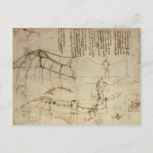 Cartão Postal Leonardo da Vinci - Design para uma Máquina Voador