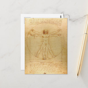 Cartão Postal Leonardo Da Vinci, Homem Vitruviano, Proporção Áur