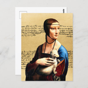 Cartão Postal Leonardo da Vinci Lady com Ermine