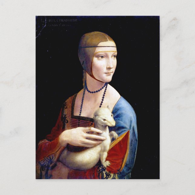 Cartão Postal Leonardo da Vinci Lady com um Ermine (Frente)