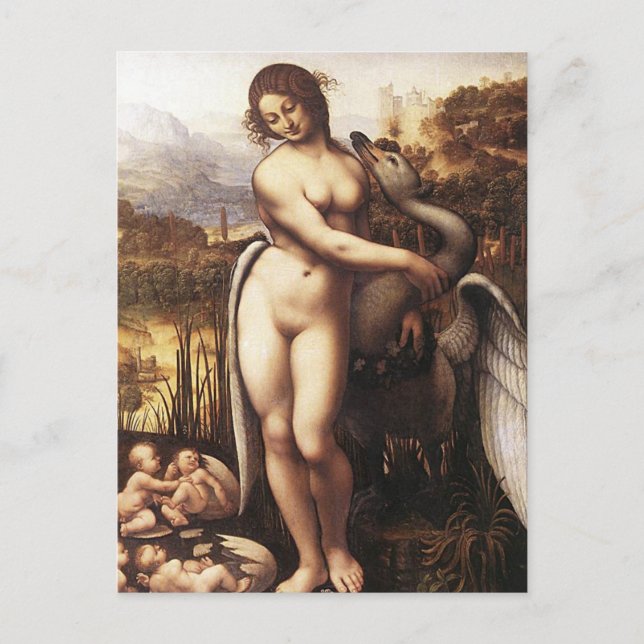 Cartão Postal Leonardo Da Vinci - Leda e o Cisne (Frente)