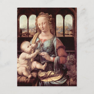 Cartão Postal Leonardo da Vinci - Madonna com o cravo