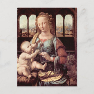Cartão Postal Leonardo da Vinci - Madonna com o cravo