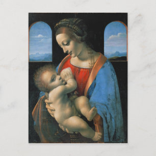 Cartão Postal Leonardo da Vinci Madonna Litta