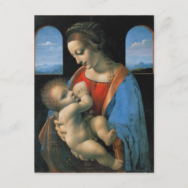 Cartão Postal Leonardo da Vinci Madonna Litta (Frente)