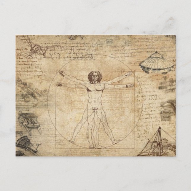Cartão Postal Leonardo Da Vinci O Homem Vitruviano (Frente)
