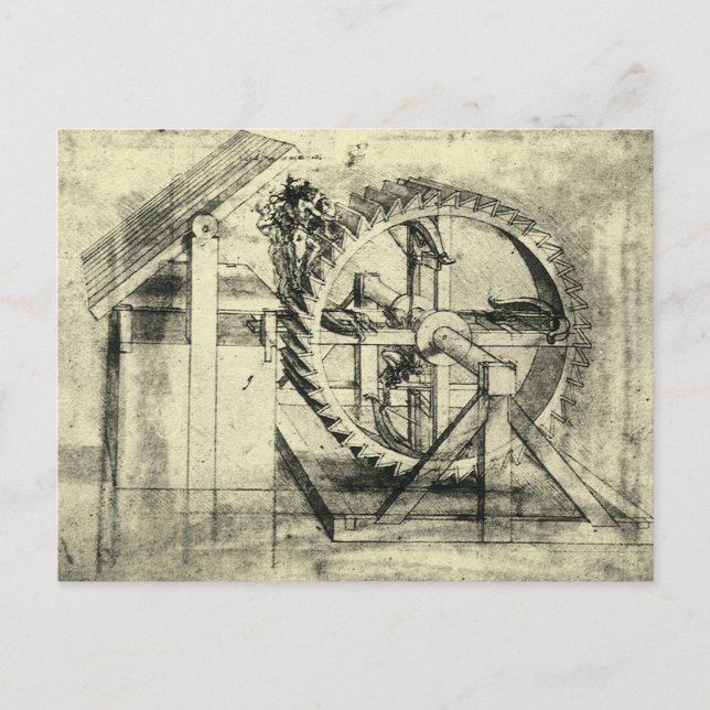 Cartão Postal Leonardo da Vinci's Treadmill em arco-íris (Frente)