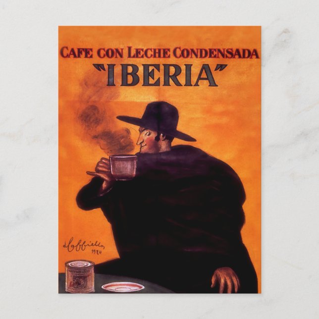 Cartão Postal Leonetto Cappiello Iberia Café Publicidade (Frente)