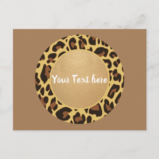 Cartão Postal Leopard Animal Print Pattern Circle Fashion Beauty (Frente)