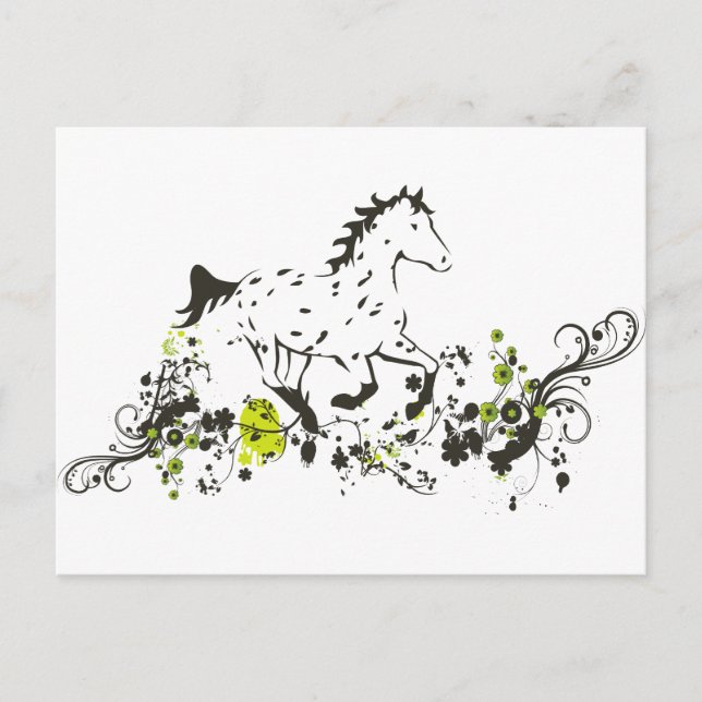 Cartão Postal Leopard Appaloosa com Impressão Floral (Frente)