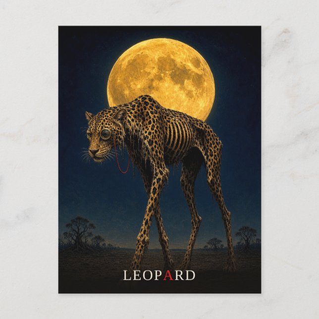 Cartão Postal Leopard Monóculo gótico Surreal (Frente)