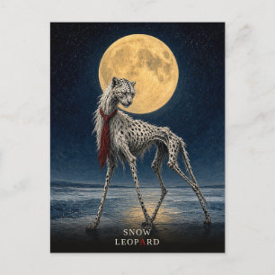 Cartão Postal Leopardo da Neve Gravata gótico Surrealista