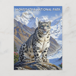Cartão Postal Leopardo da neve no Parque Nacional de Sagarmatha 