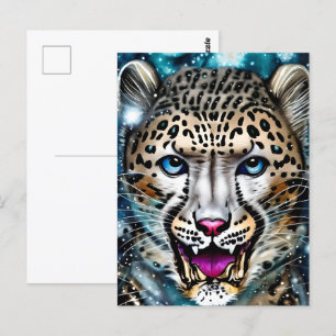 Cartão Postal Leopardo-da-neve Steampunk