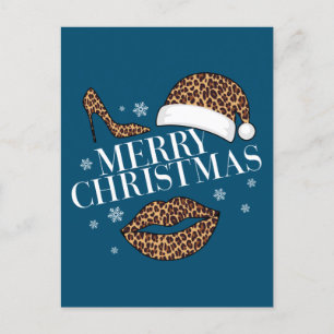 Cartão Postal Leopardo Feliz de Natal