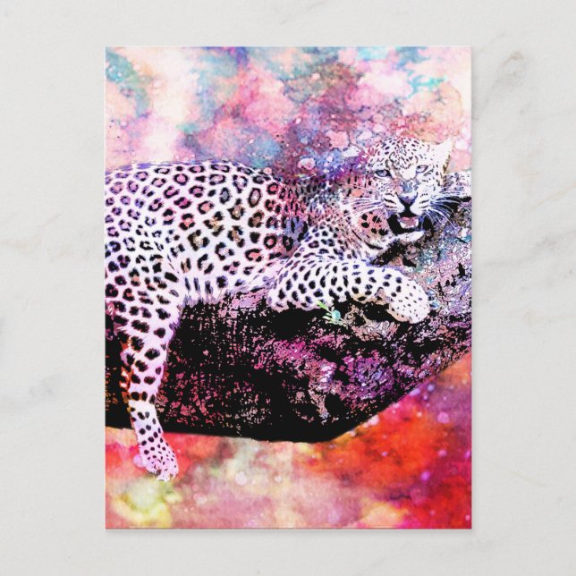 CARTÃO POSTAL LEOPARDO NA ÁRVORE (Frente)