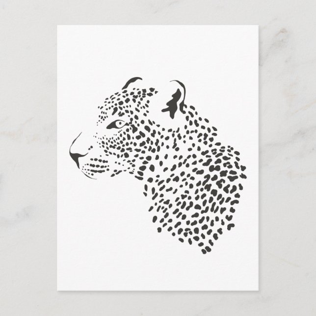 Cartão Postal Leopardo Negro E Branco (Frente)
